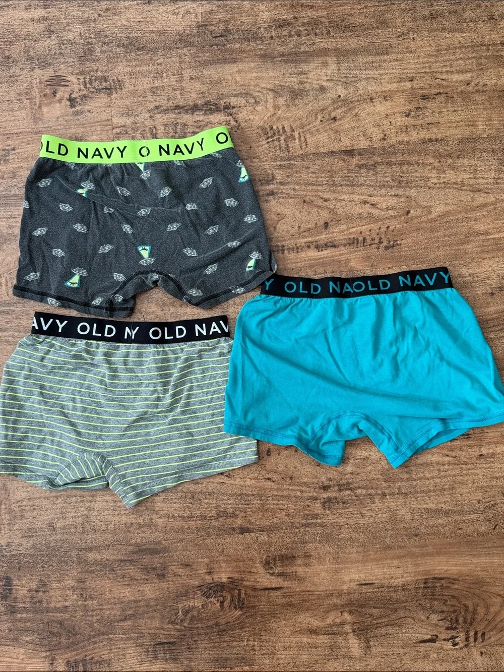 Old Navy Men's Boxer Briefs - Teal, Gray, Black with Neon Green Waistband size L